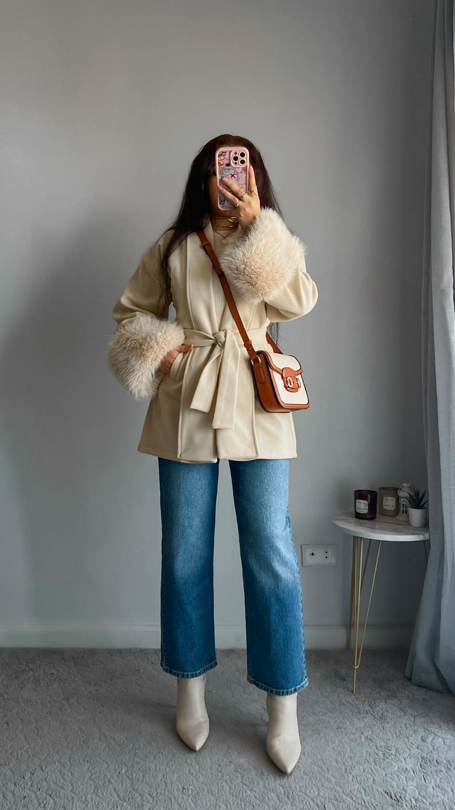 Luxury Beige Fur Coat