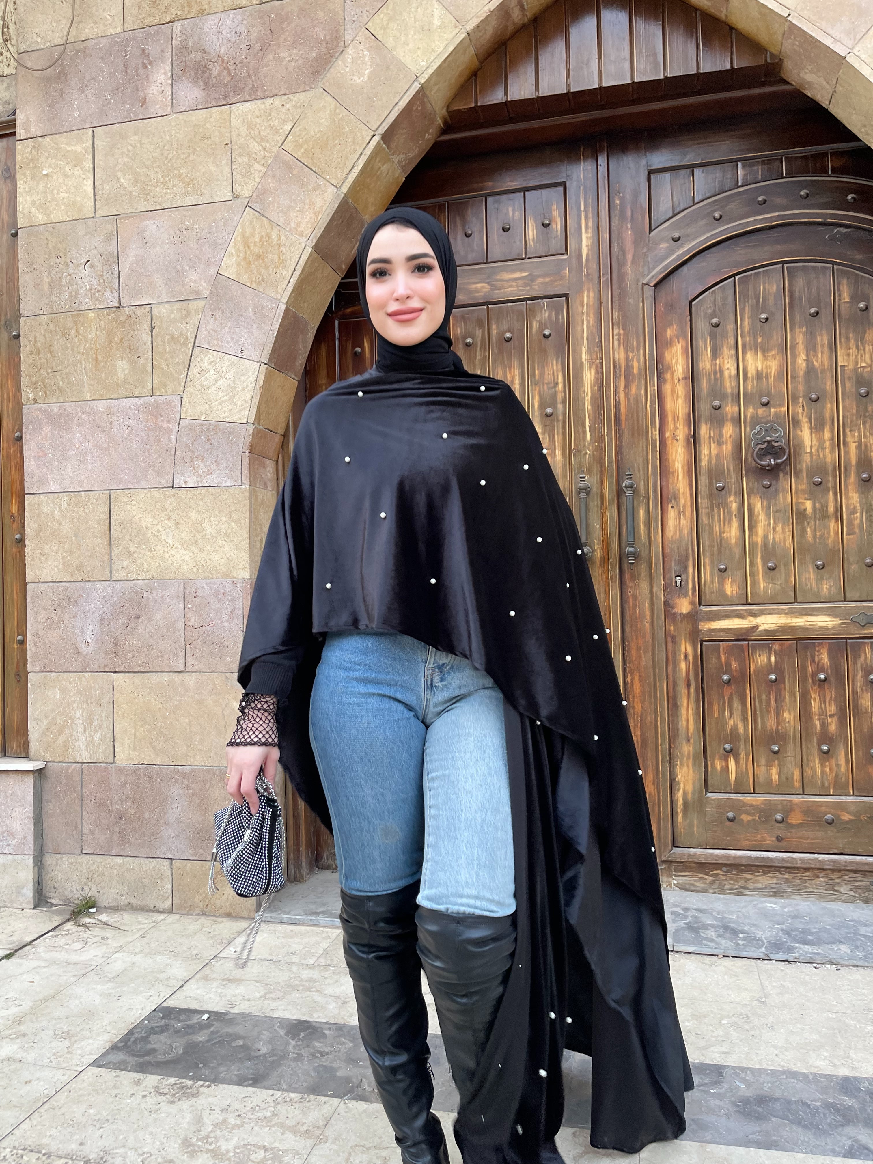 Black Pearl Open Abaya