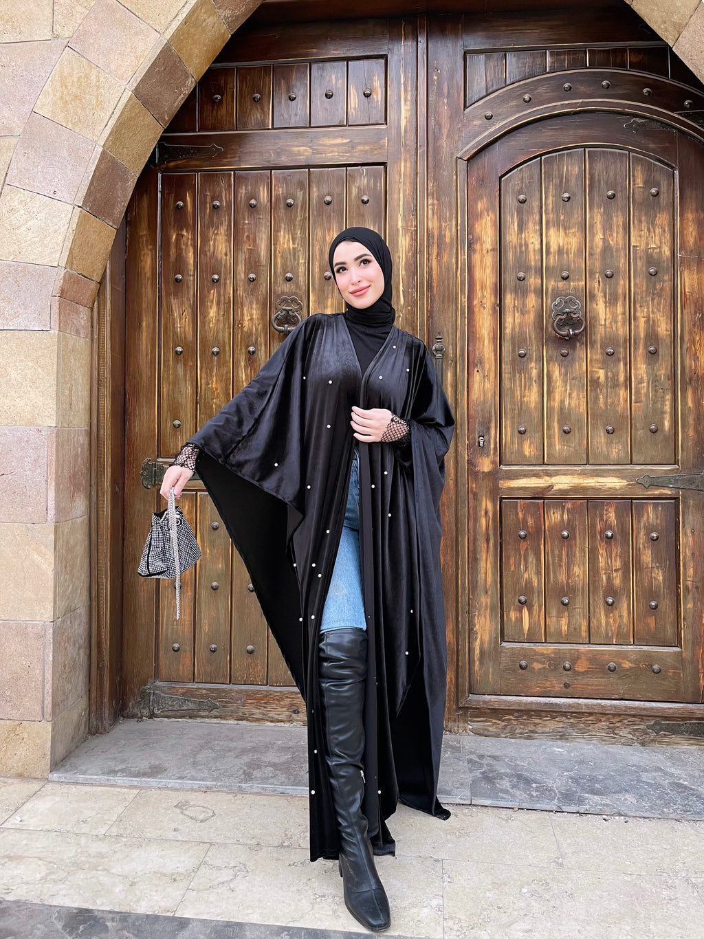Black Pearl Open Abaya