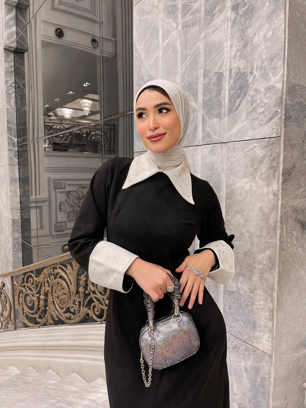 Elegant Collared Abaya Dress